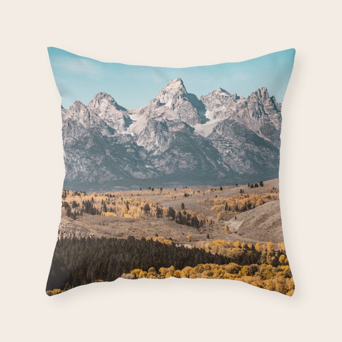 Grand Teton National Park Autumn Aspen Landscape Throw Pillow Gallery Image 6