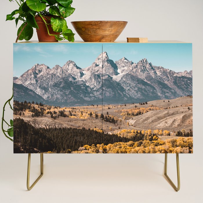 Grand Teton National Park Autumn Aspen Landscape Credenza Gallery Image 1
