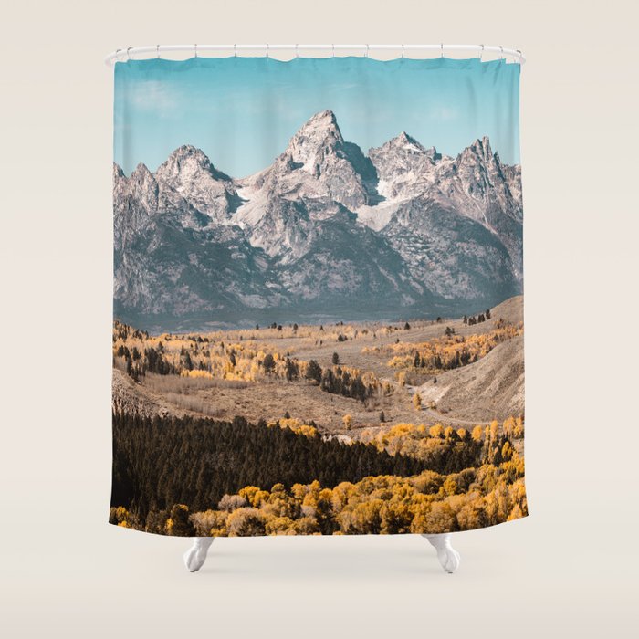 Grand Teton National Park Autumn Aspen Landscape Shower Curtain Gallery Image 1