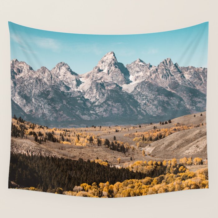 Grand Teton National Park Autumn Aspen Landscape Wall Tapestry Gallery Image 4