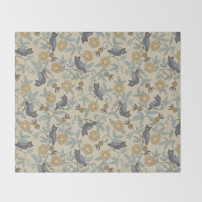 Tudor Owls in Grey Throw Blanket Gallery Image 2
