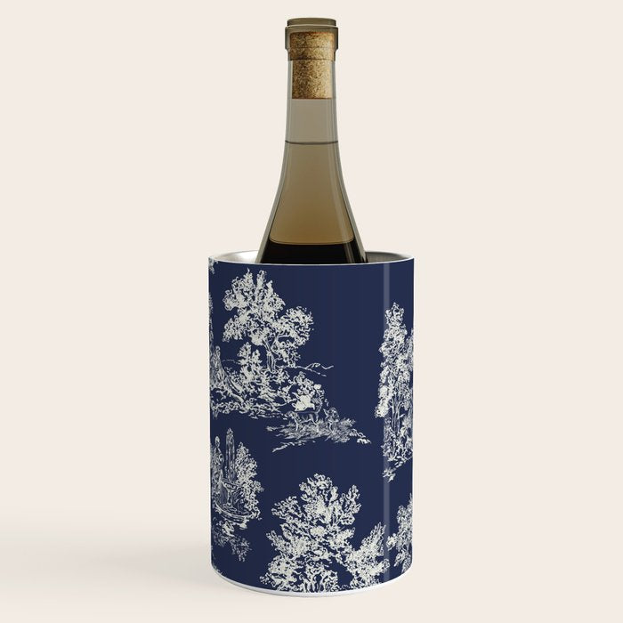 Toile de Jouy Vintage French Navy Blue & White Wine Chiller Gallery Image 3