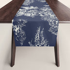 Toile de Jouy Vintage French Navy Blue & White Table Runner Gallery Image 1