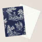 Toile de Jouy Vintage French Navy Blue & White Stationery Card Gallery Image 2