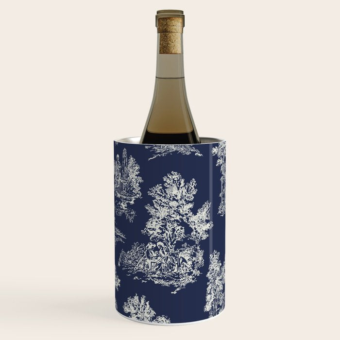 Toile de Jouy Vintage French Navy Blue & White Wine Chiller Gallery Image 2
