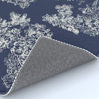 Toile de Jouy Vintage French Navy Blue & White Rug Gallery Image 4