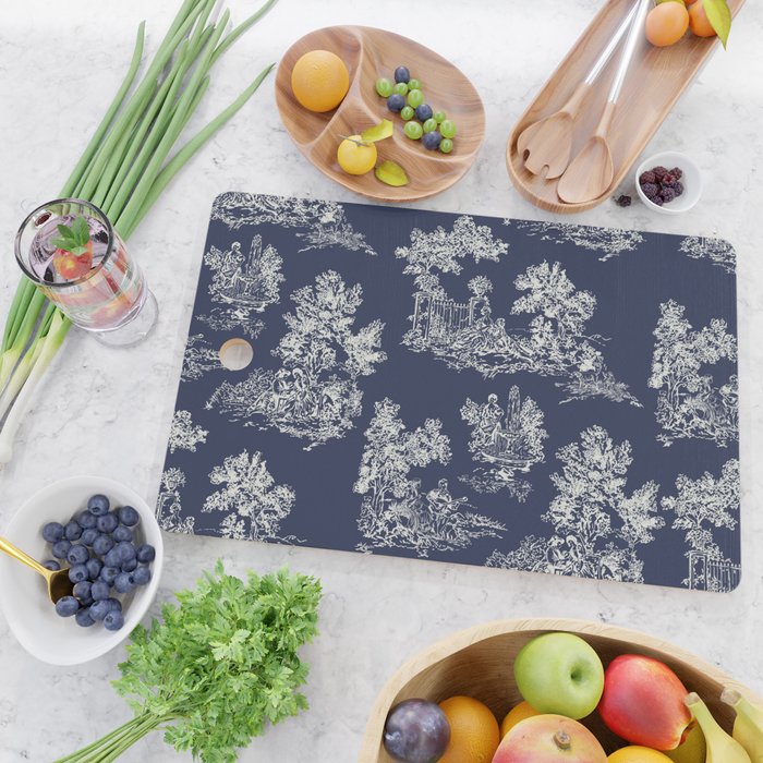 Toile de Jouy Vintage French Navy Blue & White Cutting Board Gallery Image 2