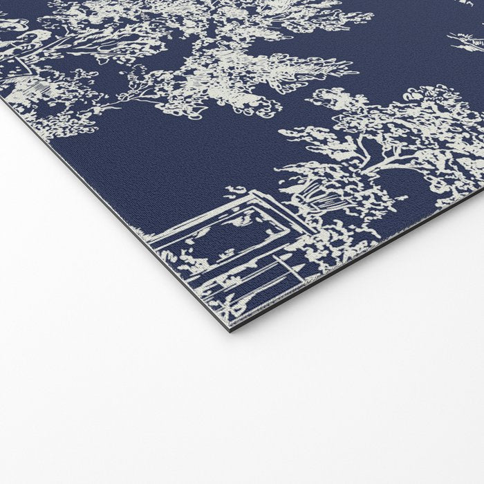 Toile de Jouy Vintage French Navy Blue & White Welcome Mat Gallery Image 2