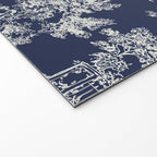 Toile de Jouy Vintage French Navy Blue & White Welcome Mat Gallery Image 2