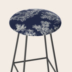 Toile de Jouy Vintage French Navy Blue & White Stool Gallery Image 2
