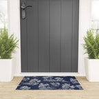 Toile de Jouy Vintage French Navy Blue & White Welcome Mat Gallery Image 3