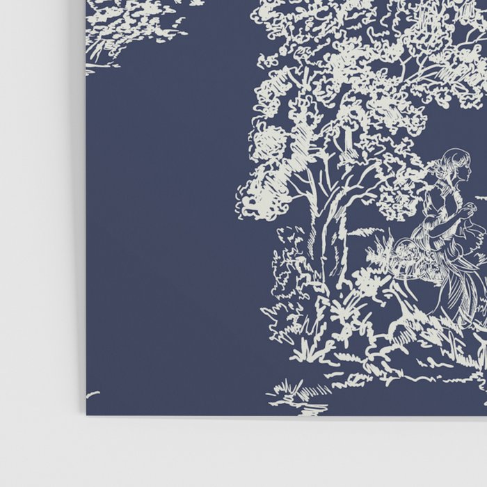 Toile de Jouy Vintage French Navy Blue & White Poster Gallery Image 3