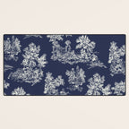 Toile de Jouy Vintage French Navy Blue & White Desk Mat Gallery Image 3