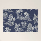 Toile de Jouy Vintage French Navy Blue & White Welcome Mat Gallery Image 1