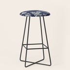 Toile de Jouy Vintage French Navy Blue & White Stool Gallery Image 1