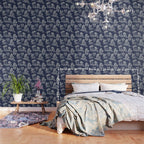 Toile de Jouy Vintage French Navy Blue & White Wallpaper Gallery Image 3