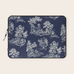 Toile de Jouy Vintage French Navy Blue & White Laptop Sleeve Gallery Image 1