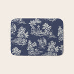 Toile de Jouy Vintage French Navy Blue & White Bath Mat Gallery Image 1