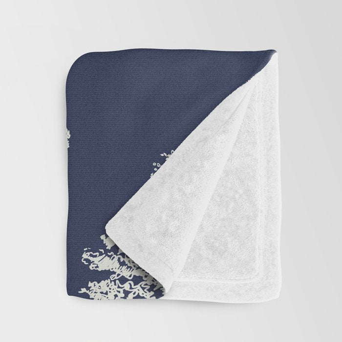 Toile de Jouy Vintage French Navy Blue & White Throw Blanket Gallery Image 3