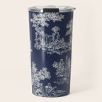 Toile de Jouy Vintage French Navy Blue & White Travel Mug Gallery Image 1