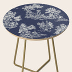 Toile de Jouy Vintage French Navy Blue & White Side Table Gallery Image 2