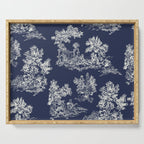 Toile de Jouy Vintage French Navy Blue & White Serving Tray Gallery Image 1