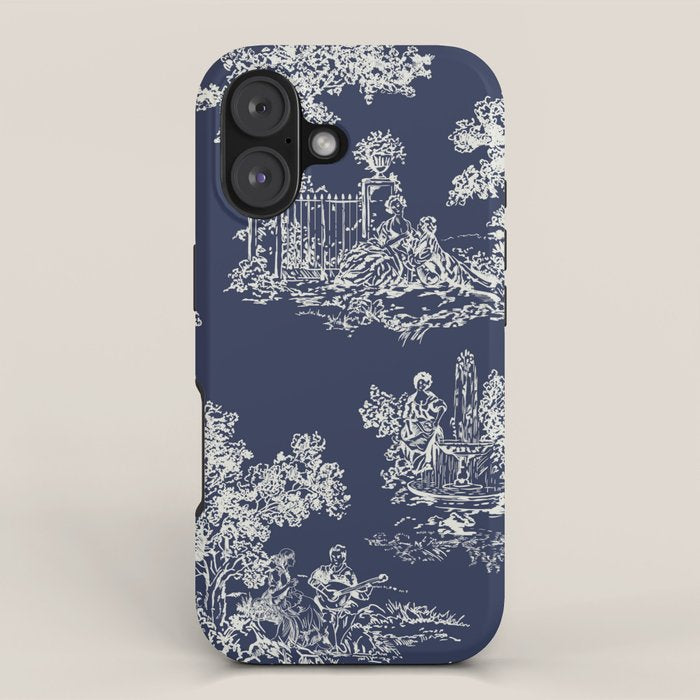 Toile de Jouy Vintage French Navy Blue & White iPhone Case Gallery Image 1