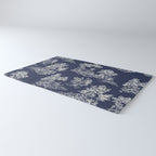 Toile de Jouy Vintage French Navy Blue & White Rug Gallery Image 3