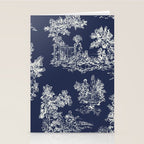Toile de Jouy Vintage French Navy Blue & White Stationery Card Gallery Image 2