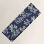 Toile de Jouy Vintage French Navy Blue & White Yoga Mat Gallery Image 1