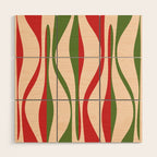 Mid Century Modern Retro Christmas Lounge Pattern Wood Wall Art Gallery Image 1