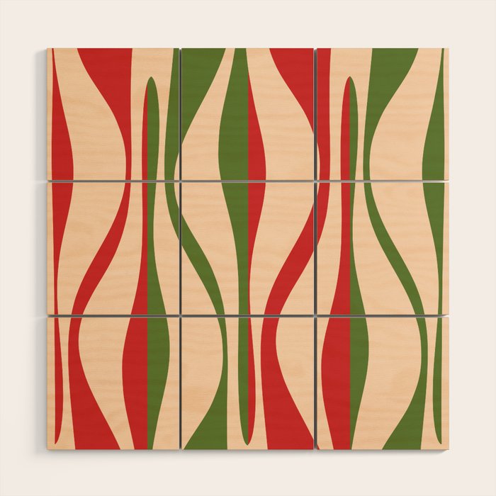 Mid Century Modern Retro Christmas Lounge Pattern Wood Wall Art Gallery Image 1