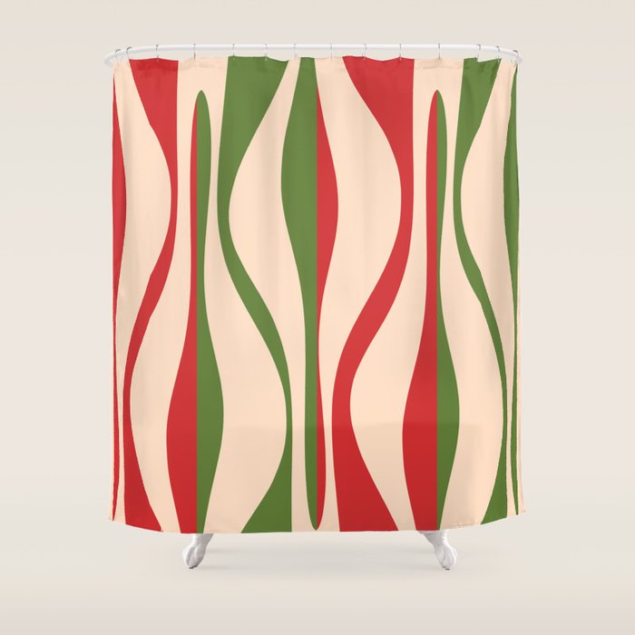 Mid Century Modern Retro Christmas Lounge Pattern Shower Curtain Gallery Image 1