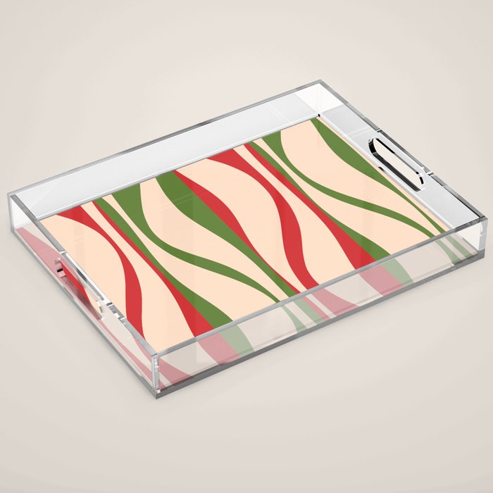 Mid Century Modern Retro Christmas Lounge Pattern Acrylic Tray Gallery Image 1