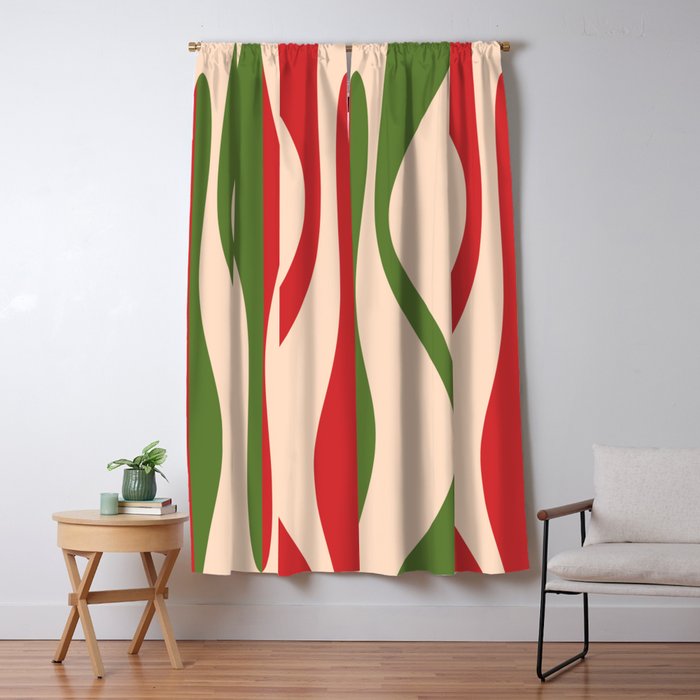 Mid Century Modern Retro Christmas Lounge Pattern Window Curtain Gallery Image 1