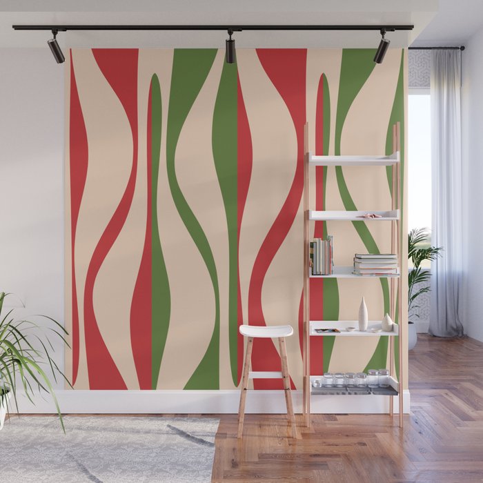 Mid Century Modern Retro Christmas Lounge Pattern Wall Mural Gallery Image 1