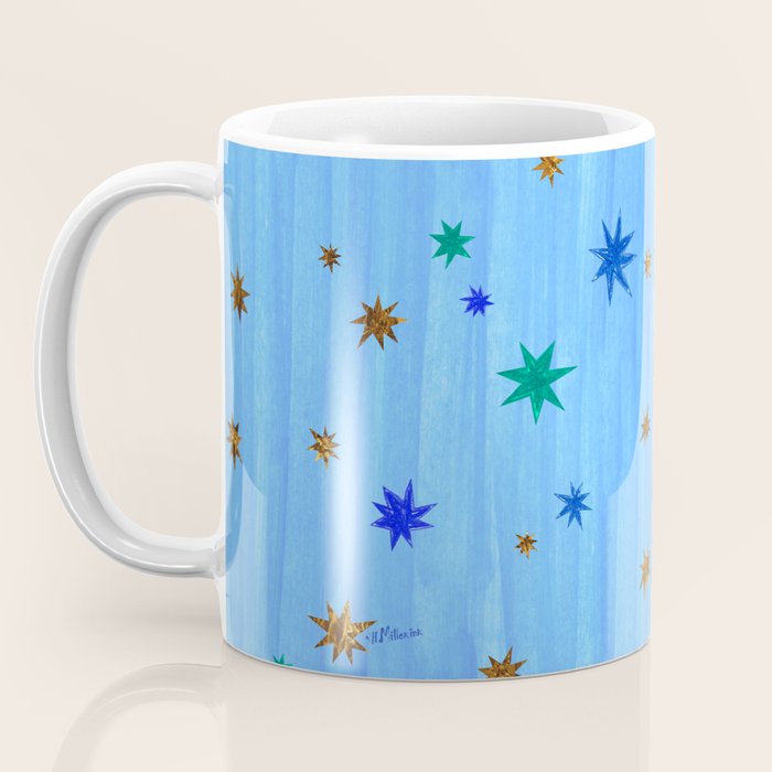 Celestial Star Twinkle in Blue Watercolor Coffee Mug Gallery Image 3