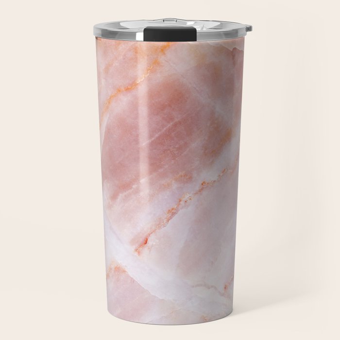 Rose Quartz Pink Marble Travel Mug Gallery Image 1