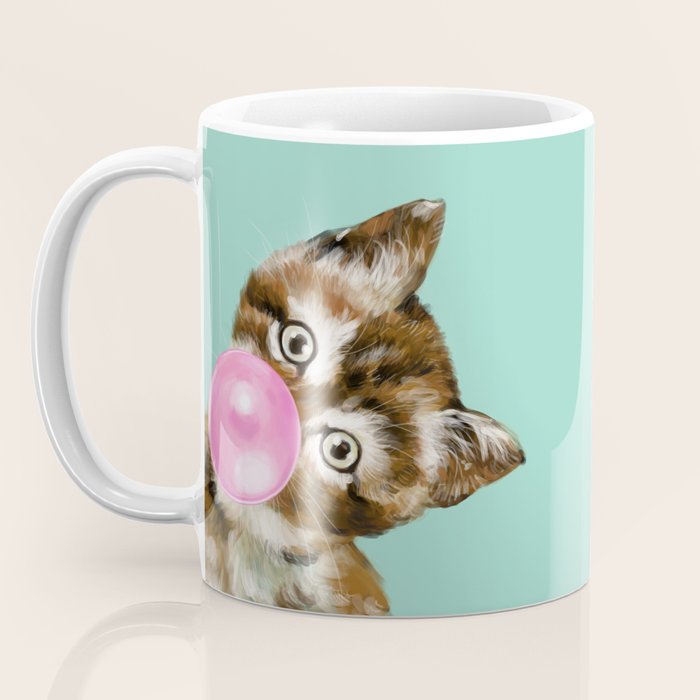 Bubble Gum Baby Cat in Green Coffee Mug Gallery Image 3