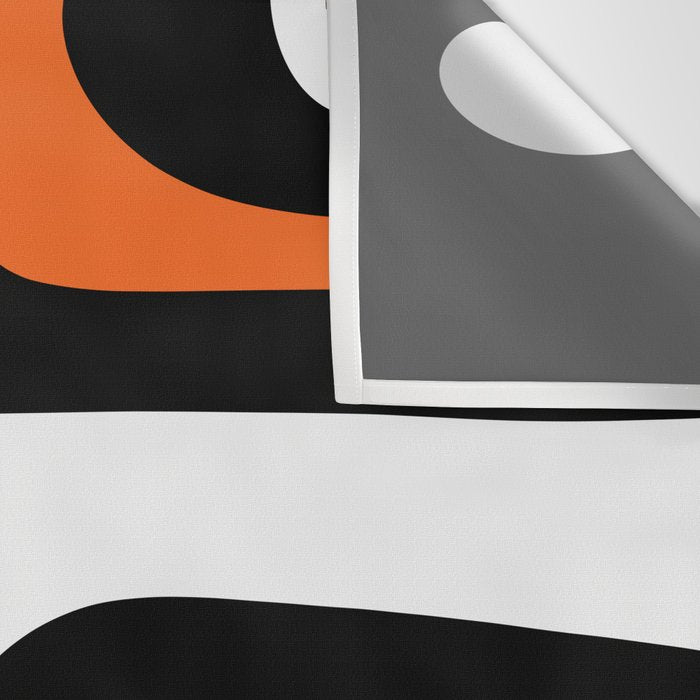 Mid Century Modern Piquet Retro Abstract Pattern Black Orange White Wall Tapestry Gallery Image 3