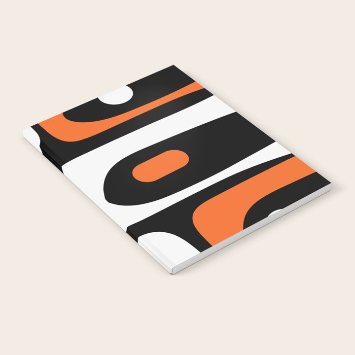Mid Century Modern Piquet Retro Abstract Pattern Black Orange White Notebook Gallery Image 2