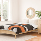 Mid Century Modern Piquet Retro Abstract Pattern Black Orange White Duvet Cover Gallery Image 2