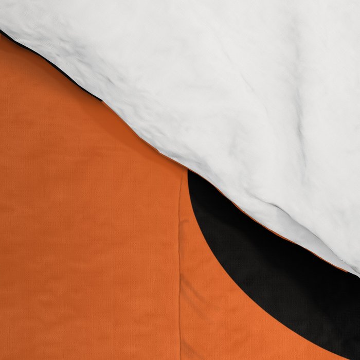 Mid Century Modern Piquet Retro Abstract Pattern Black Orange White Comforter Gallery Image 4