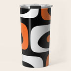Mid Century Modern Piquet Retro Abstract Pattern Black Orange White Travel Mug Gallery Image 1