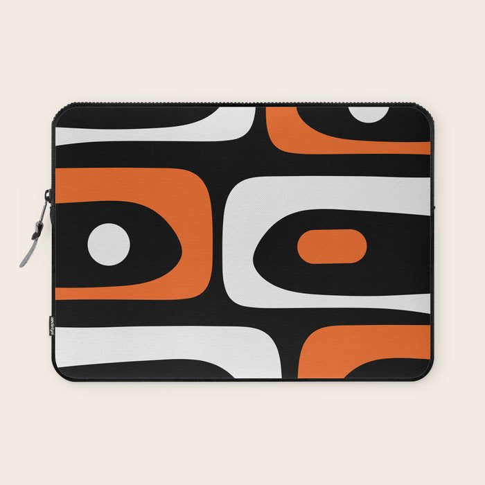 Mid Century Modern Piquet Retro Abstract Pattern Black Orange White Laptop Sleeve Gallery Image 1