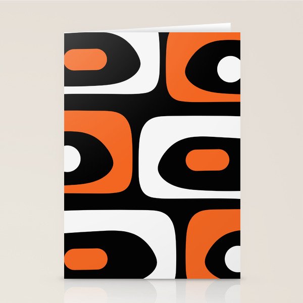 Mid Century Modern Piquet Retro Abstract Pattern Black Orange White Stationery Card Gallery Image 2