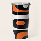 Mid Century Modern Piquet Retro Abstract Pattern Black Orange White Travel Mug Gallery Image 2