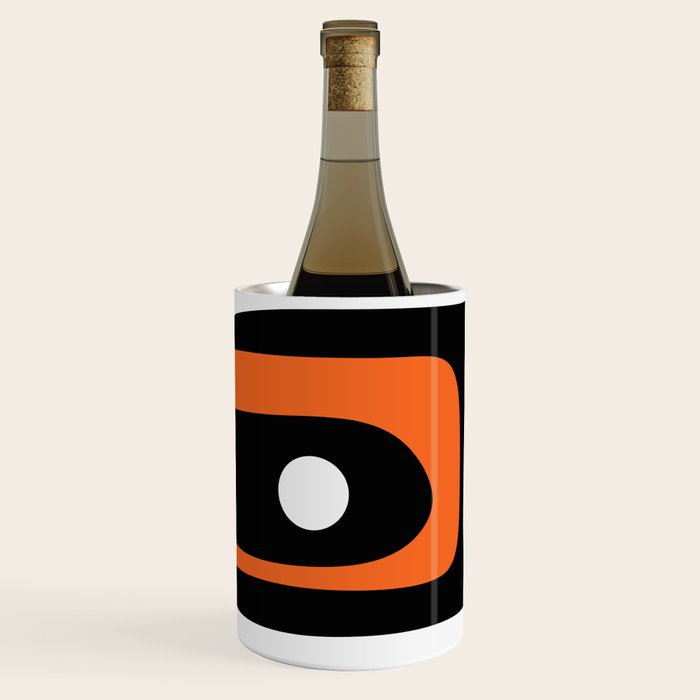 Mid Century Modern Piquet Retro Abstract Pattern Black Orange White Wine Chiller Gallery Image 2