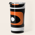 Mid Century Modern Piquet Retro Abstract Pattern Black Orange White Travel Mug Gallery Image 3