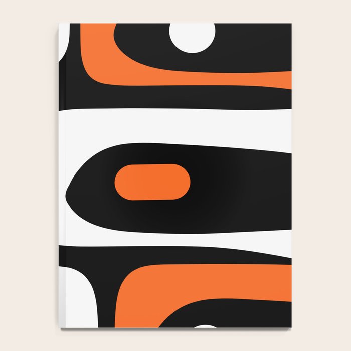 Mid Century Modern Piquet Retro Abstract Pattern Black Orange White Notebook Gallery Image 4